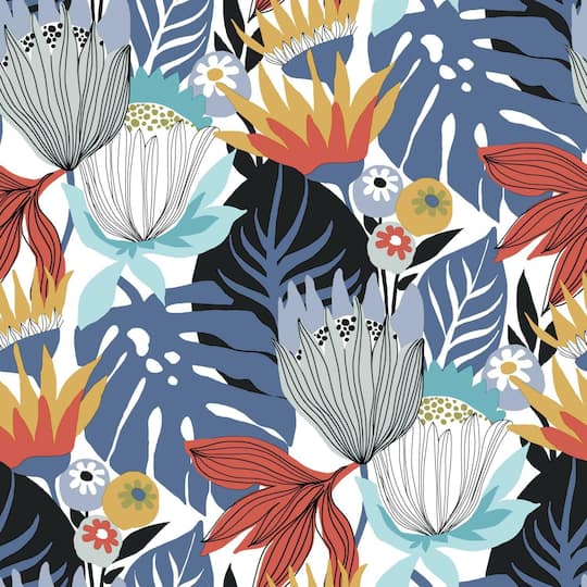 RoomMates Retro Tropical Leaves Peel & Stick Wallpaper